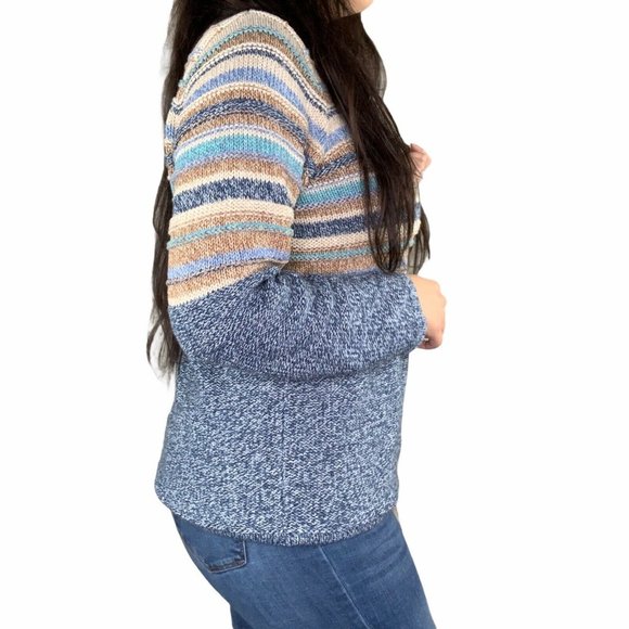 LL Bean button front cardigan sweater sz L blue - Picture 5 of 10